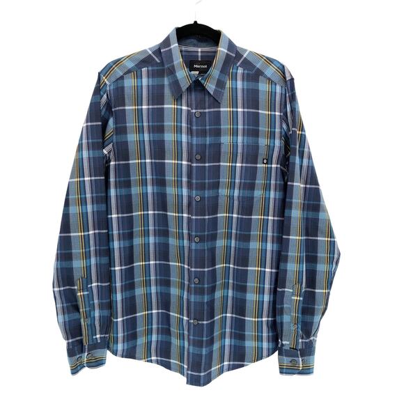 Marmot Other - Marmot Plaid Button Up Shirt Blue Long Sleeve Lightweight Mens Small